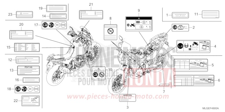 WARNETIKETT von Africa Twin DCT MAT BALLISTIC BLACK METALLIC (NHA86) von 2023